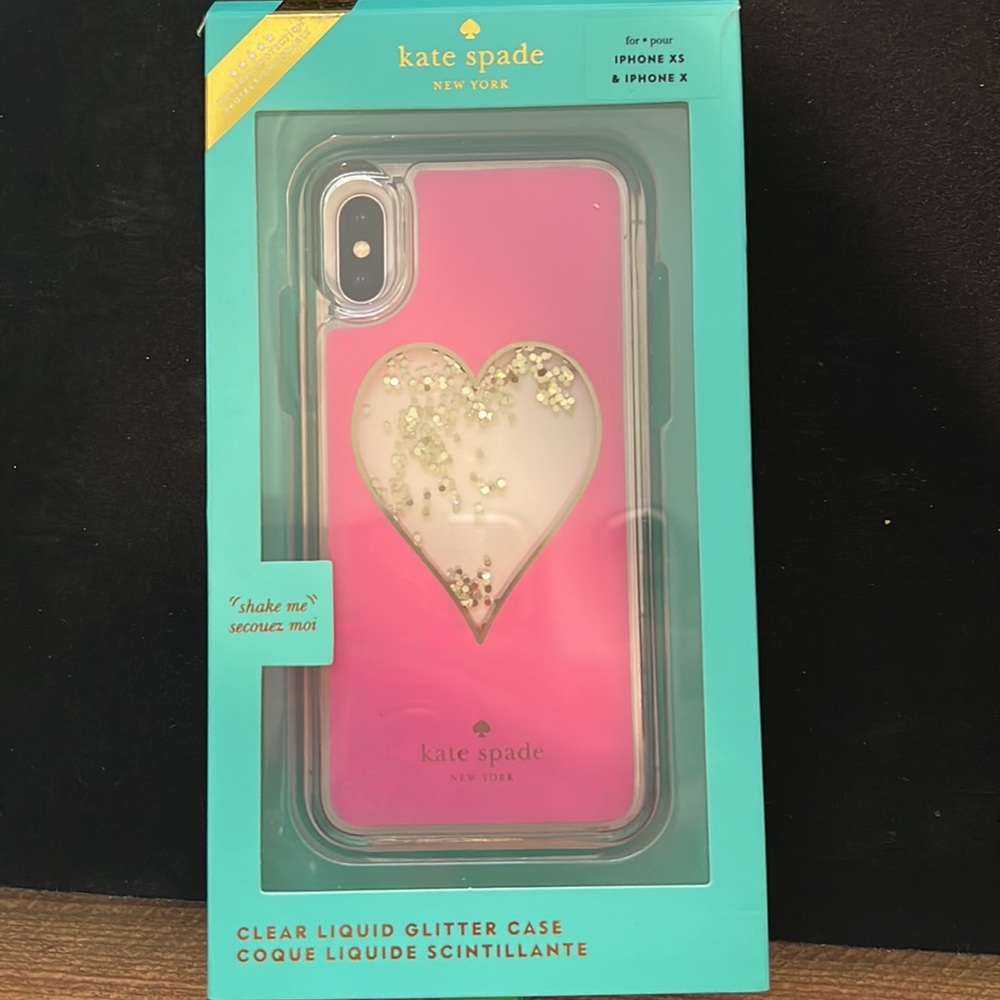 KATE SPADE Valentines glitter heart IPhone X and XS phone case